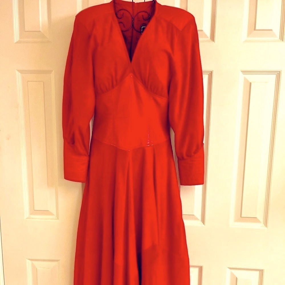 Petite North Beach Leather Revlon Red leather dress
